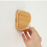 Cutie de Depozitare Alimente, Vivimall, Cutie de tip Container, Cutie pentru Cereale, din Plastic, Capac din Bambuc, 10 x 10 x 8 cm, Volum 0.5 L, Transparenta - vivimall.ro