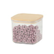 Cutie De Depozitare Alimente, Cutie De Tip Container, Cutie Pentru Cereale, Din Plastic, Capac Din Bambuc, 10 X 10 X 8 Cm, Volum 0.5 L, Transparenta - vivimall.ro