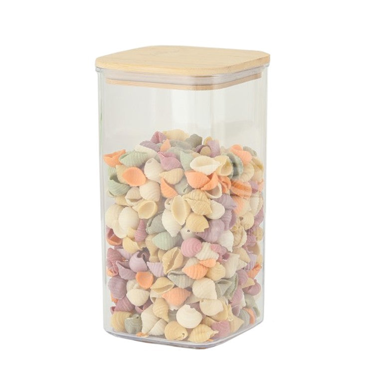 Cutie De Depozitare Alimente, Cutie De Tip Container, Cutie Pentru Cereale, Din Plastic, Capac Din Bambuc, 10 X, Volum 1.2L, Transparent - vivimall.ro