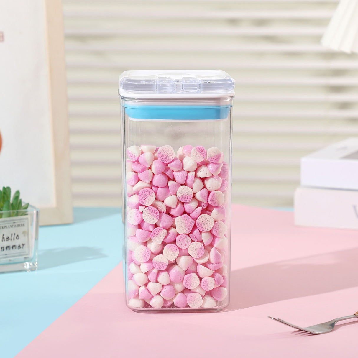 Cutie De Depozitare Alimente, Cutie De Tip Container Pentru Bucatarie, Cutie Pentru Condimente, Din Pet Abs Silicon, 10 X 10 X 20.5 Cm, 370 G, 1.2L Transparenta - vivimall.ro