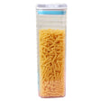 Cutie De Depozitare Alimente, Tip Container, 1.9L, 10X10X30.5 Cm, Recipiente Pentru Cereale In Bucatarie, Transparente Cu Capac Alb-Albastru - vivimall.ro