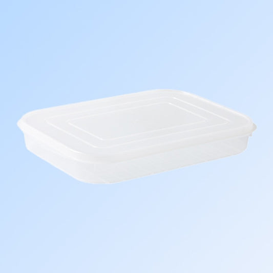 Cutie de depozitare de uz casnic, Vivimall, Caserola pentru Frigider, Rezistenta la umiditate, Rezervor Sigilat pentru Depozitare Alimentara, 24.5 x 18.5 x 3.5cm, Alb Transparent - vivimall.ro