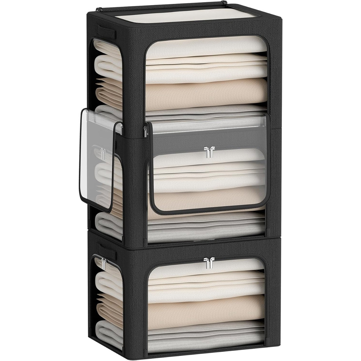 Cutie De Depozitare, Cu 3 Ferestre Cu Fermoar Bidirectional, Cadru Din Otel, Impermeabil, 38L