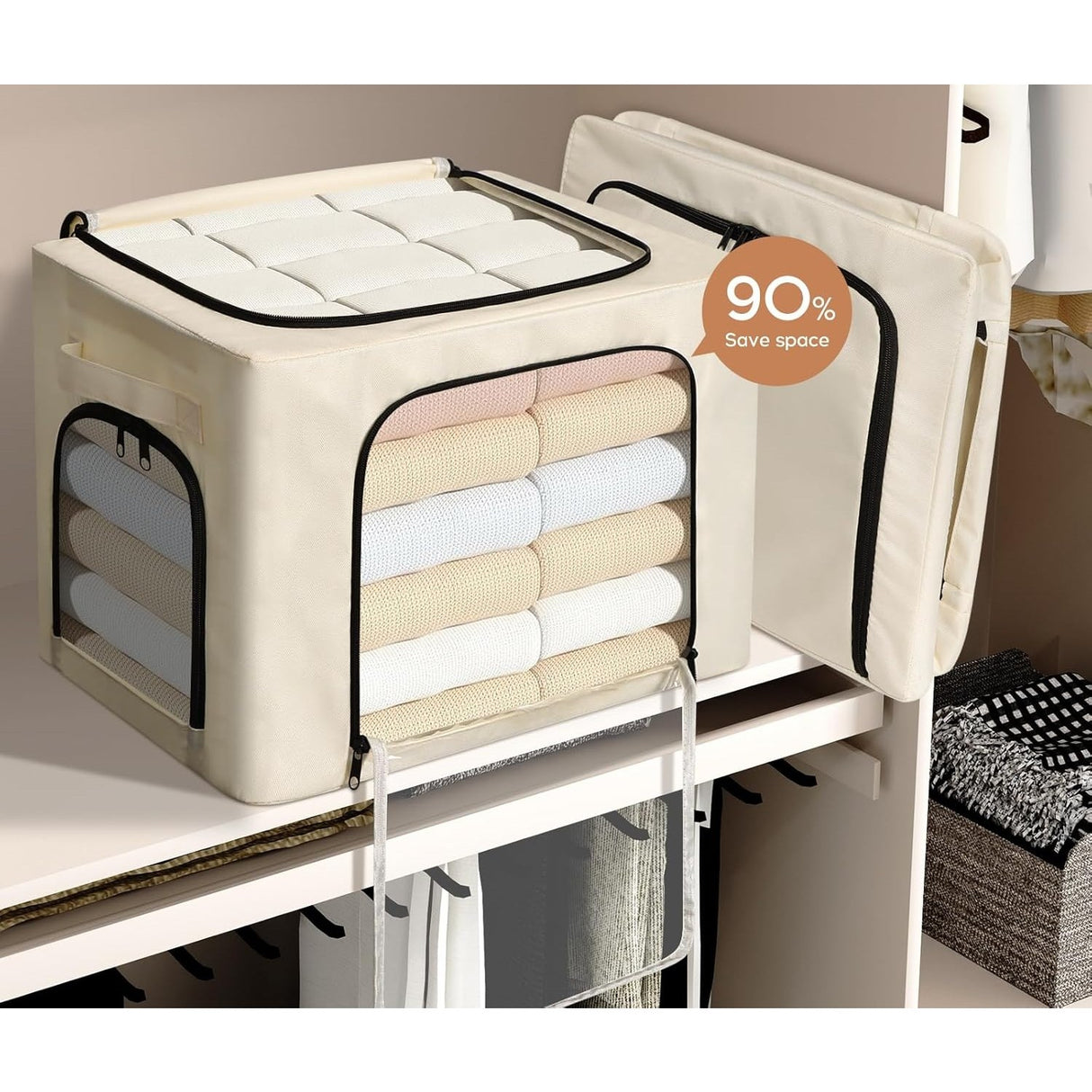Cutie De Depozitare, Cu 3 Ferestre Cu Fermoar Bidirectional, Cadru Din Otel, Impermeabil, 38L