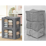 Cutie de Depozitare, Vivimall, cu 3 Ferestre cu Fermoar Bidirectional, Cadru din Otel, Impermeabil, 38L, 42 x 30 x 30 cm, Gri Inchis - vivimall.ro