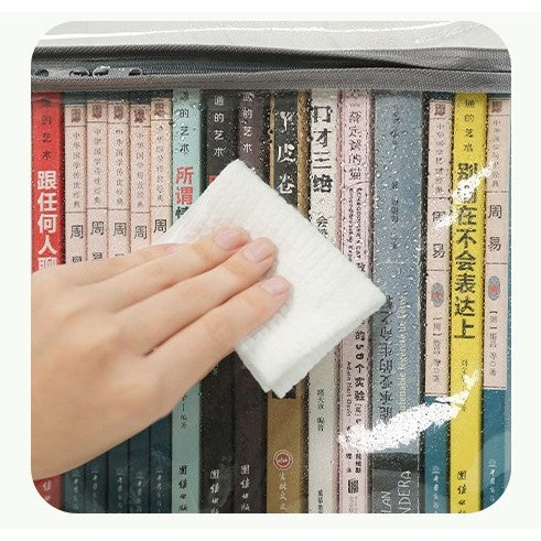 Cutie de Depozitare, Flippy, din PVC + Textil, Rezistenta la Apa, Geanta pentru Carti, 23x17x28 cm, Transparent-Negru