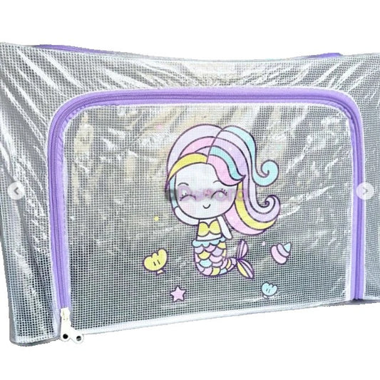 Cutie de Depozitare, Vivimall, pentru Camera Copiilor, 100L, din PVC, Model Sirena, 60 x 42 x 40 cm, Transparent - vivimall.ro