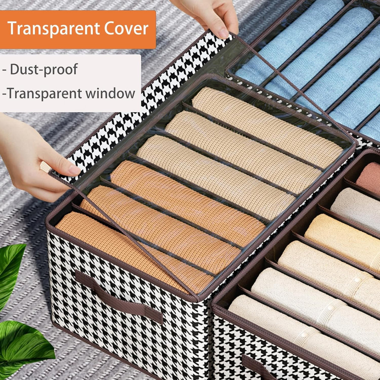 Cutie De Depozitare, Vivimall, Pentru Haine, Lenjerie, Sosete Si Sutiene, Material Textil, 6 Compartimente, 44x30x20 cm, Culoare Alb-Negru