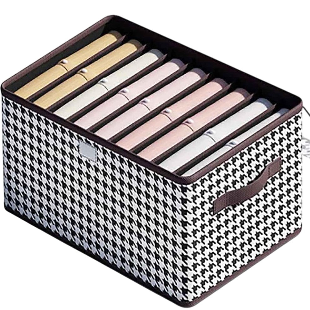 Cutie De Depozitare, Vivimall, Pentru Haine, Lenjerie, Sosete Si Sutiene, Material Textil, 9 Compartimente, 44x30x20 cm, Culoare Alb-Negru