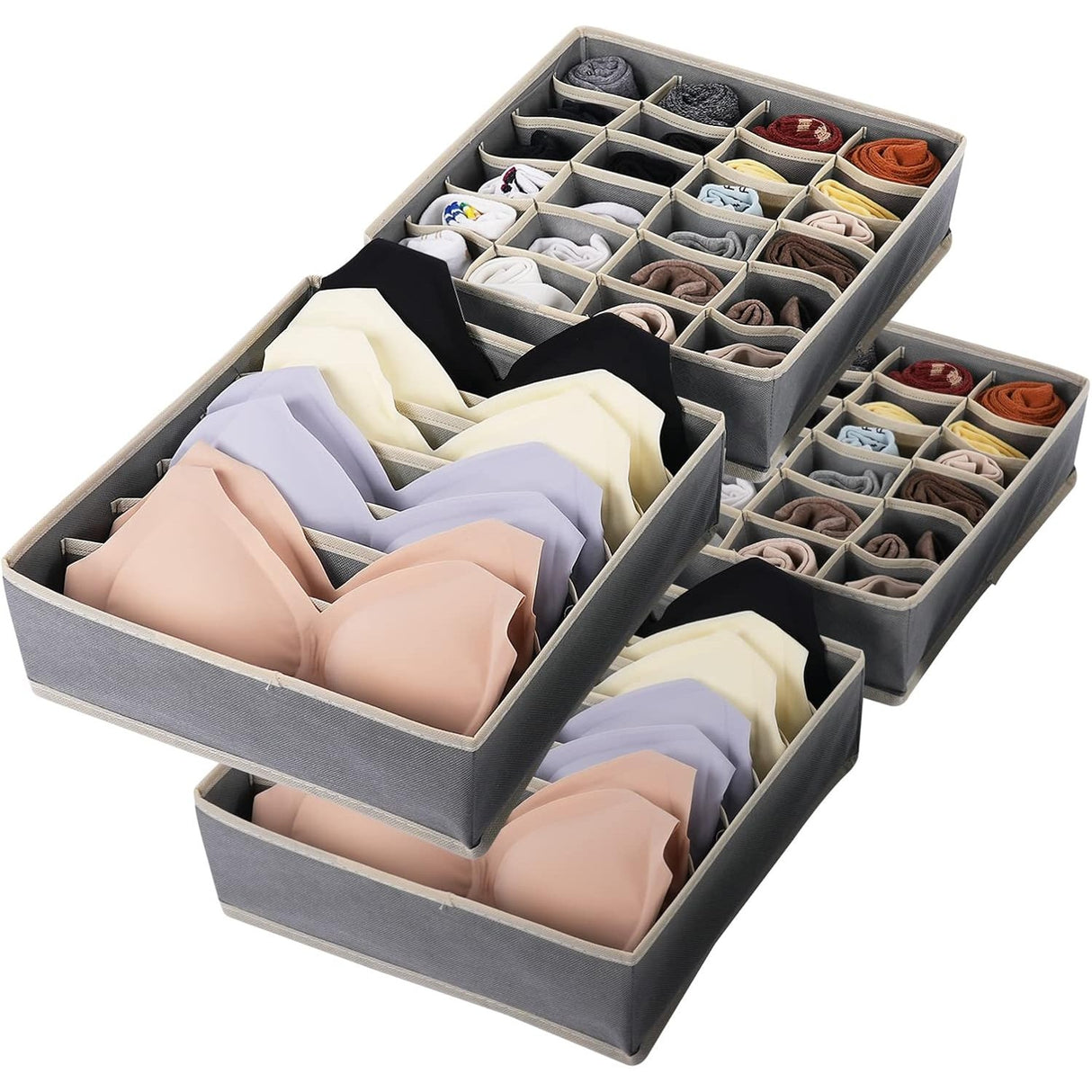 Cutie De Depozitare, Pentru Lenjerie, Sosete Si Sutiene, Material Textil, 24 Compartimente, Culoare