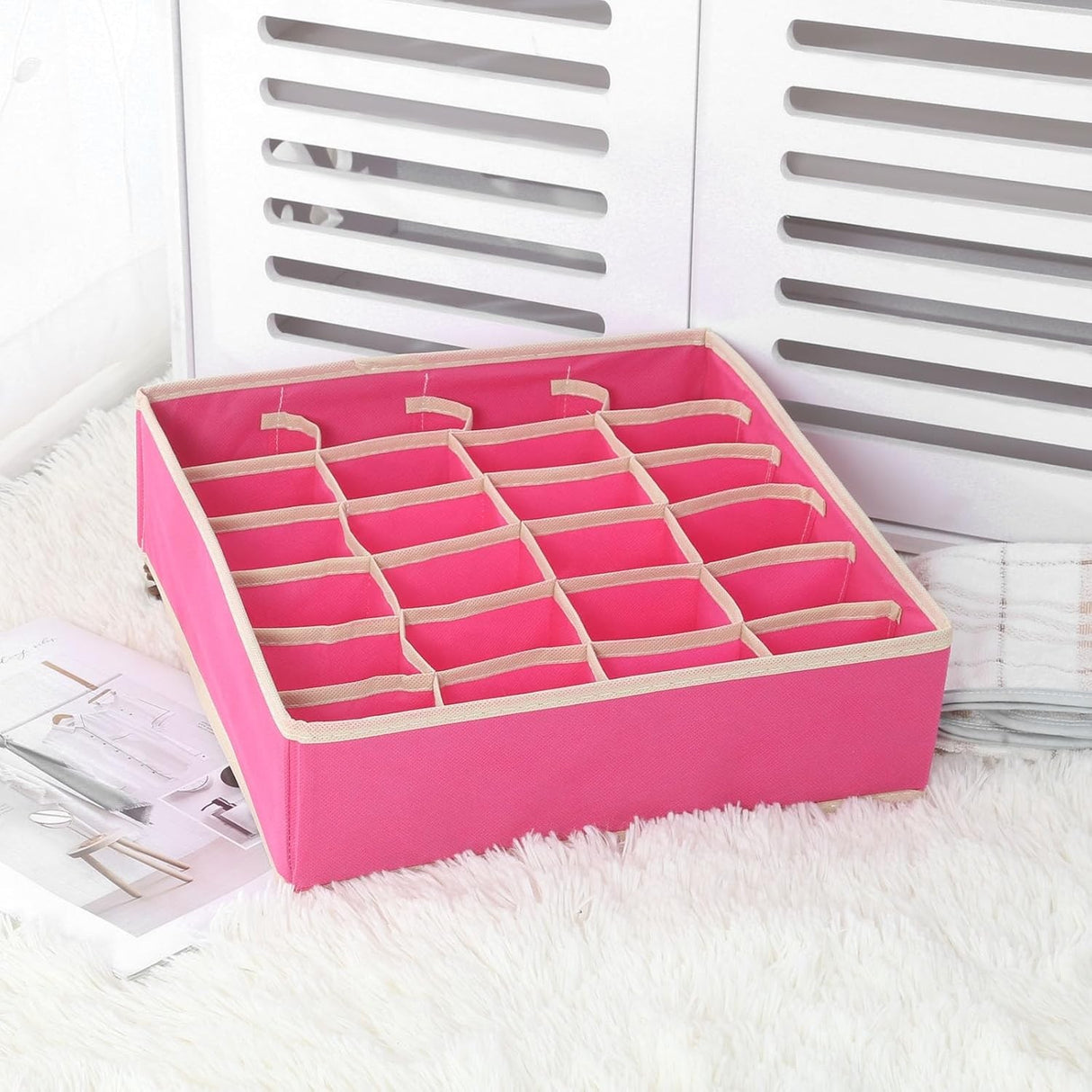Cutie De Depozitare, Pentru Lenjerie, Sosete Si Sutiene, Material Textil, 24 Compartimente, Culoare