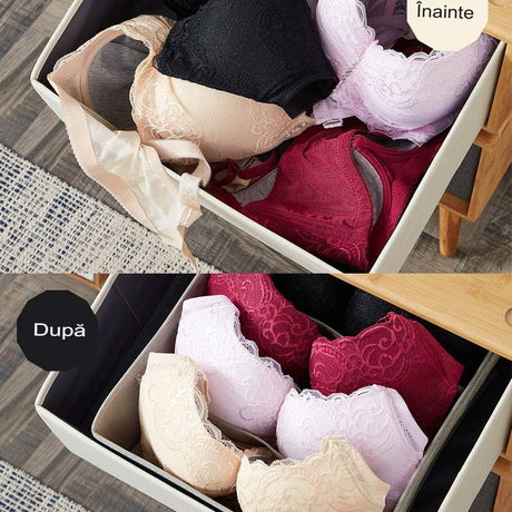 Cutie De Depozitare, Flippy, Pentru Lenjerie, Sosete Si Sutiene, Material Textil, 6 Compartimente, 32 x 16 x 10 cm, Culoare Gri