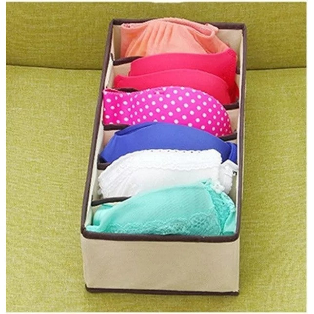 Cutie De Depozitare, Pentru Lenjerie, Sosete Si Sutiene, Material Textil, 6 Compartimente, Culoare