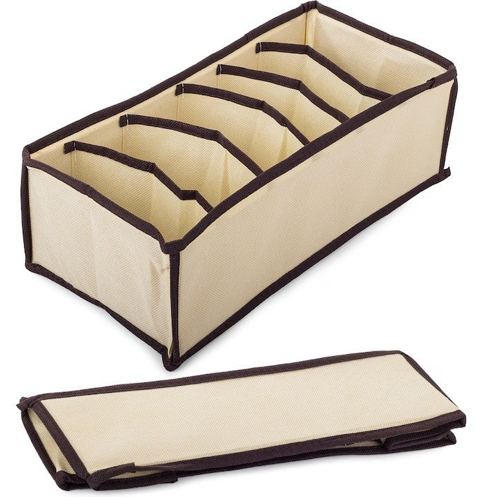 Cutie De Depozitare, Pentru Lenjerie, Sosete Si Sutiene, Material Textil, 6 Compartimente, Culoare