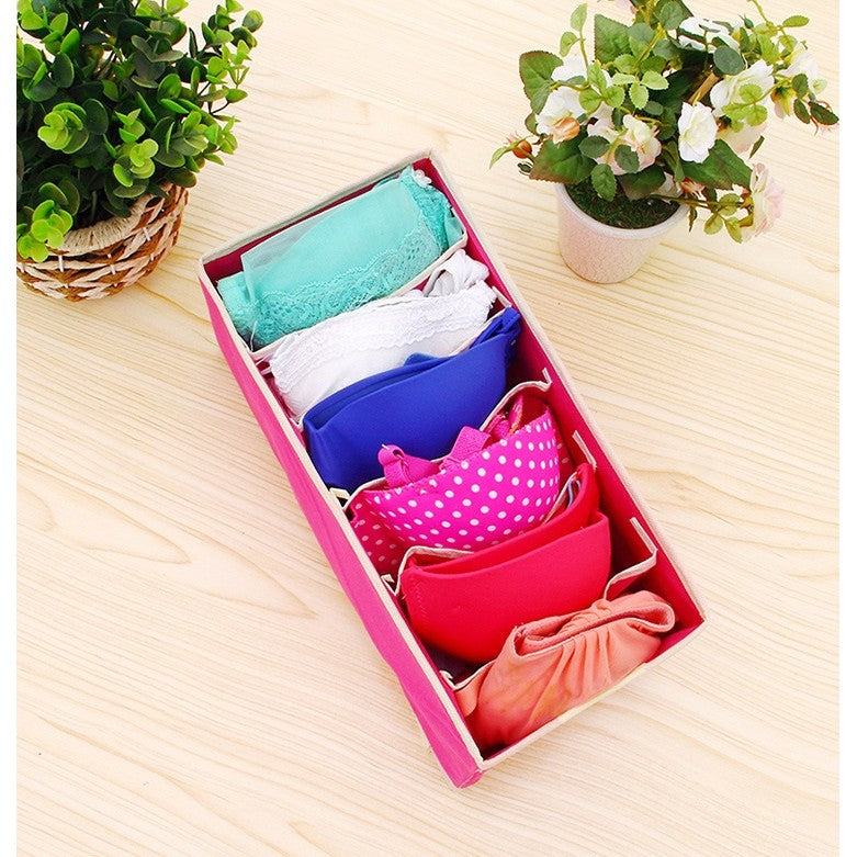 Cutie De Depozitare, Pentru Lenjerie, Sosete Si Sutiene, Material Textil, 6 Compartimente, Culoare