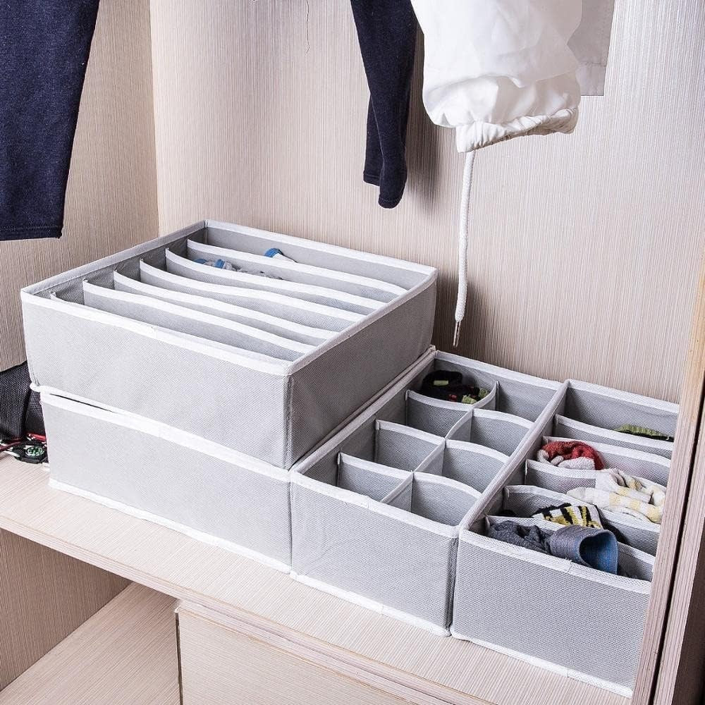 Cutie De Depozitare, Pentru Lenjerie, Sosete Si Sutiene, Material Textil, 7 Compartimente, Culoare