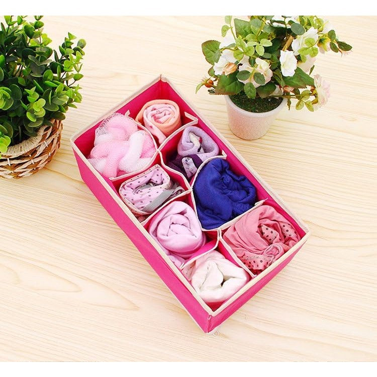 Cutie De Depozitare, Pentru Lenjerie, Sosete Si Sutiene, Material Textil, 8 Compartimente, Culoare