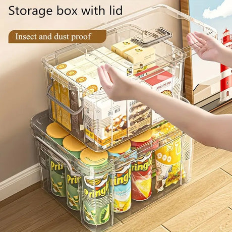 Cutie De Depozitare, Vivimall, Tip Valiza, pentru Alimente, Jucarii, Accesorii, Transparent-Gri, Marime M, 31.5x23x19 cm - vivimall.ro