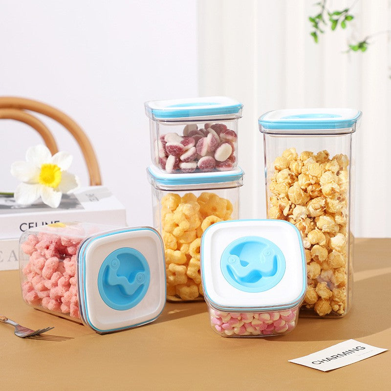 Cutie De Depozitare Pentru Bucatarie, 1.3L, Din Abs+Pet+Silicon, Capac Alb/Albastru, 11.5 X 15 X 8 Cm, Transparent - vivimall.ro