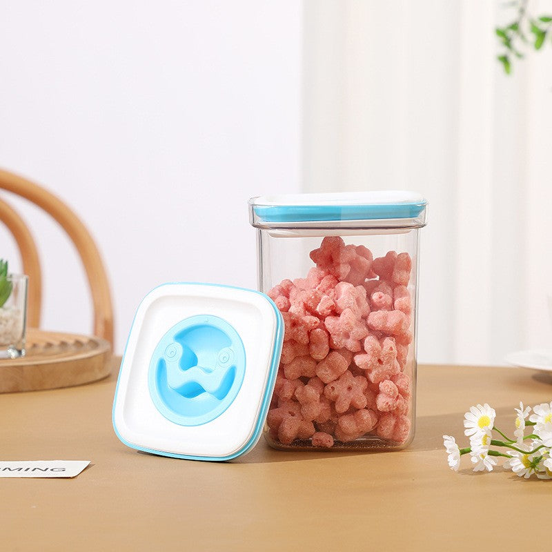 Cutie De Depozitare Pentru Bucatarie, 1.3L, Din Abs+Pet+Silicon, Capac Alb/Albastru, 11.5 X 15 X 8 Cm, Transparent - vivimall.ro
