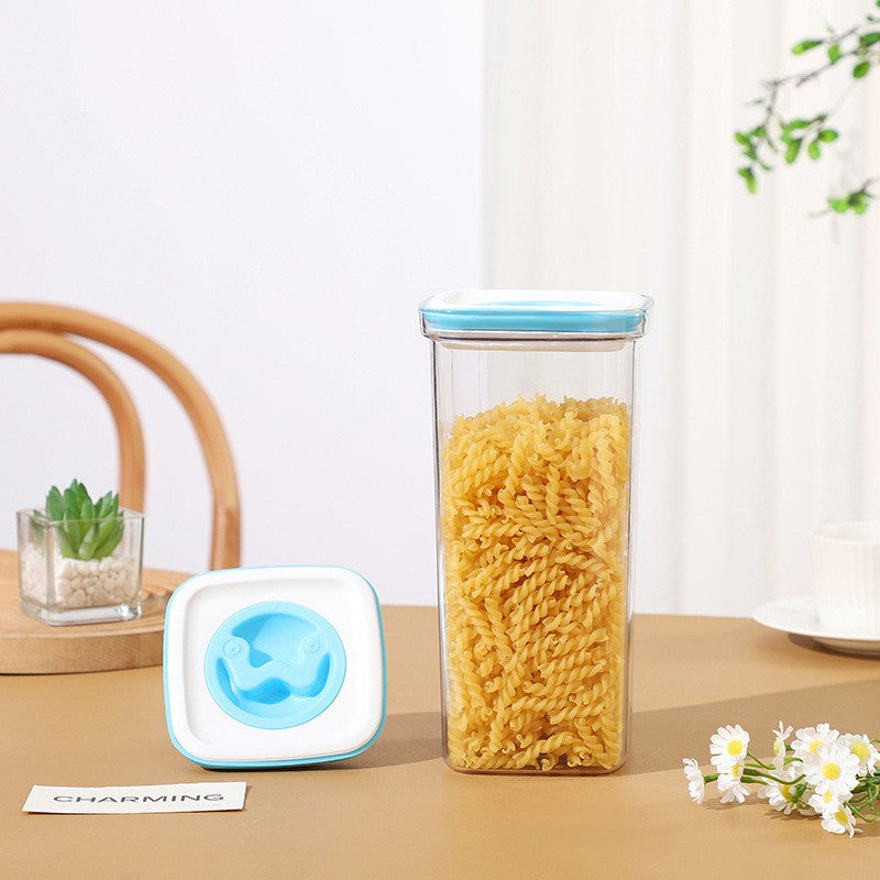 Cutie De Depozitare Pentru Bucatarie, 2L, Din Abs+Pet+Silicon, Capac Alb/Albastru, 11.5 X 23 X 8 Cm, Transparent - vivimall.ro