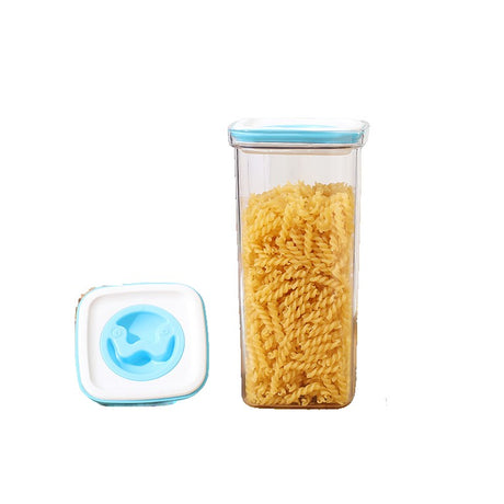 Cutie De Depozitare Pentru Bucatarie, 2L, Din Abs+Pet+Silicon, Capac Alb/Albastru, 11.5 X 23 X 8 Cm, Transparent - vivimall.ro