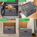Cutie De Depozitare Pentru Pantofi, 53X42X33 Cm, Cu Capac Transparent Si Fermoar, Din Panza Oxford, Pliabila, Gri - vivimall.ro