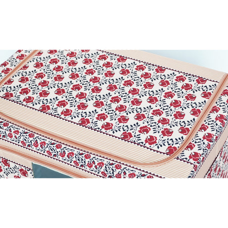 Cutie de Depozitare Pliabila, Vivimall,100 L din Bumbac si In, 60X42X40 cm, Fereastra Frontala, 2 Usi de Acces cu Fermoar Bidirectional, Cadru Metalic, Suport Baza Stabil din Plastic, Motiv Traditional Model 4 - vivimall.ro