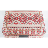 Cutie De Depozitare Pliabila,100 L Din Bumbac Si In, Fereastra Frontala, 2 Usi De Acces Cu Fermoar Bidirectional, Cadru Metalic, Suport Baza Stabil Din Plastic, Motiv Traditional - vivimall.ro