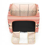 Cutie De Depozitare Pliabila,100 L Din Bumbac Si In, Fereastra Frontala, 2 Usi De Acces Cu Fermoar Bidirectional, Cadru Metalic, Suport Baza Stabil Din Plastic, Motiv Traditional - vivimall.ro