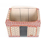 Cutie De Depozitare Pliabila,100 L Din Bumbac Si In, Fereastra Frontala, 2 Usi De Acces Cu Fermoar Bidirectional, Cadru Metalic, Suport Baza Stabil Din Plastic, Motiv Traditional - vivimall.ro