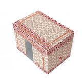 Cutie De Depozitare Pliabila,100 L Din Bumbac Si In, Fereastra Frontala, 2 Usi De Acces Cu Fermoar Bidirectional, Cadru Metalic, Suport Baza Stabil Din Plastic, Motiv Traditional - vivimall.ro