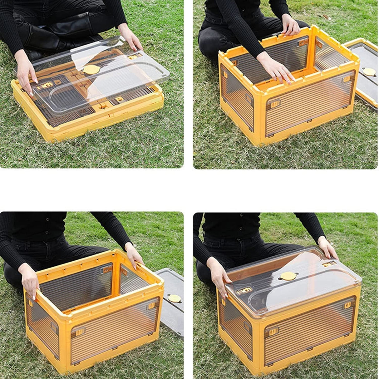 Cutie de depozitare pliabila, Vivimall, Cu capac, 40 L, Plastic, 47x35x24.5 cm, Albastru - vivimall.ro