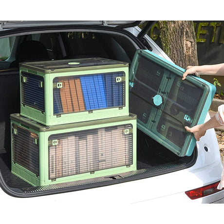 Cutie de depozitare pliabila, Vivimall, Cu capac, 85 L, Plastic, 60x42x34 cm, Albastru - vivimall.ro