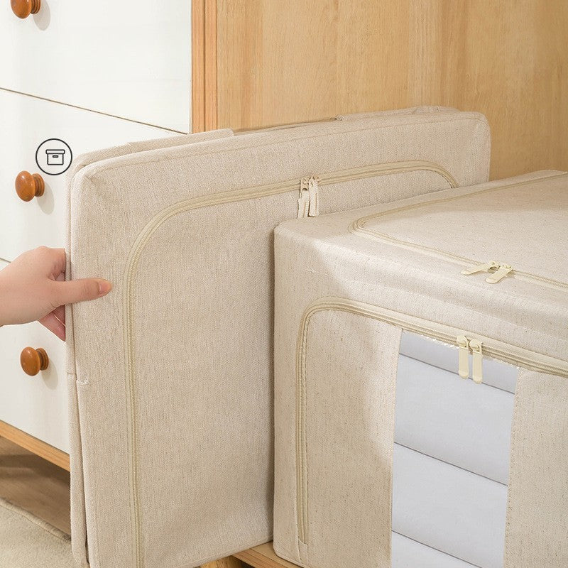 Cutie De Depozitare Pliabila, Cu Fereastra Si Fermoar Dublu, 66 L, Textil Premium, Cadru Metalic, Impermeabila