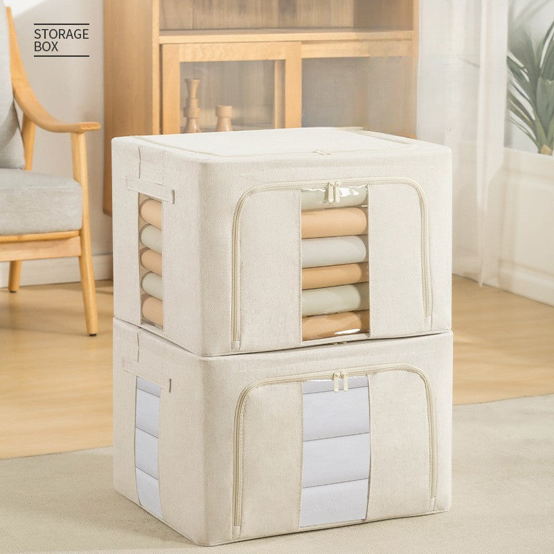 Cutie De Depozitare Pliabila, Cu Fereastra Si Fermoar Dublu, 66 L, Textil Premium, Cadru Metalic, Impermeabila
