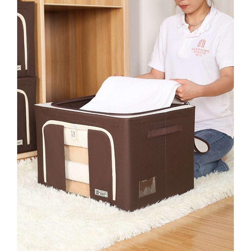 Cutie De Depozitare Pliabila, Cu Fereastra Si Fermoar Dublu, 66 L, Textil Premium, Cadru Metalic, Impermeabila