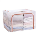 Cutie de Depozitare Pliabila, Vivimall, Cu Fereastra si Fermoar Dublu Rosu, 66 L, Textil, 50x40x33 cm, Cadru Metalic, Impermeabila, Transparent - vivimall.ro