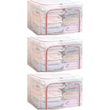 Cutie de Depozitare Pliabila, Vivimall, Cu Fereastra si Fermoar Dublu Rosu, 66 L, Textil, 50x40x33 cm, Cadru Metalic, Impermeabila, Transparent - vivimall.ro