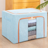 Cutie De Depozitare Pliabila, Cu Fermoar, 100 L, Textil, Cadru Metalic, Suport Baza Stabil Din Plastic, Bleu