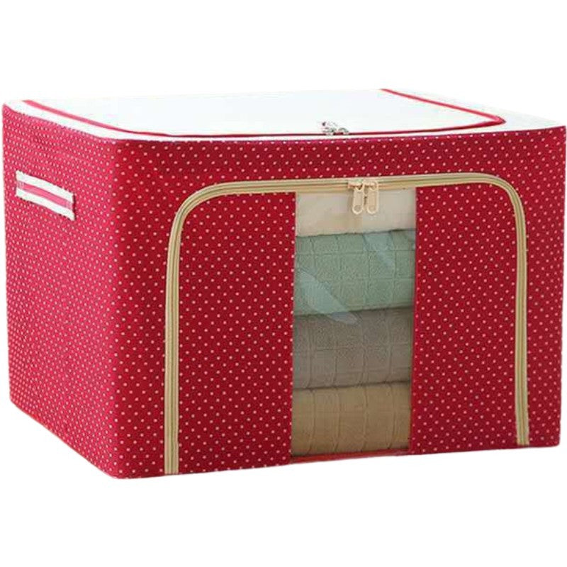 Cutie De Depozitare Pliabila, Cu Fermoar, 100 L, Textil, O Fereastra, Cadru Metalic, Suport Baza Stabil Din Plastic, Imprimeu Punctat, Resigilat - vivimall.ro