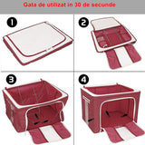 Cutie De Depozitare Pliabila, Cu Fermoar, 100 L, Textil, O Fereastra, Cadru Metalic, Suport Baza Stabil Din Plastic, Imprimeu Punctat, Resigilat - vivimall.ro