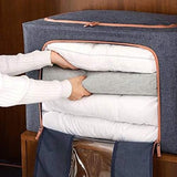 Cutie de depozitare pliabila, Vivimall, Cu fermoar, 66 L, Textil, 50x40x33 cm, Albastru Marin, Cadru Metalic, Suport Baza Stabil din Plastic, Cu doua ferestre - vivimall.ro