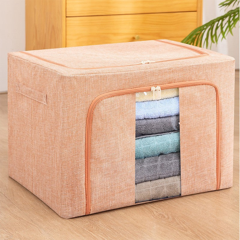 Cutie De Depozitare Pliabila, Cu Fermoar, 66 L, Textil, Cadru Metalic, Suport Baza Stabil Din Plastic, Pudrat