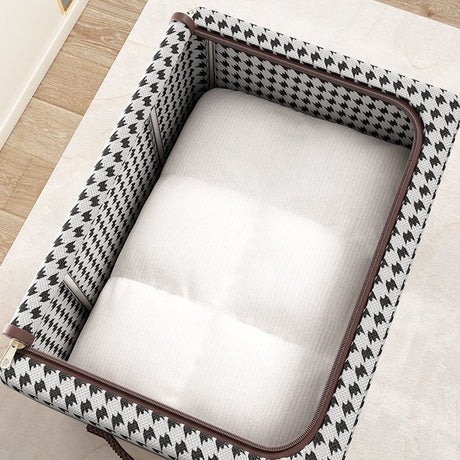 Cutie de Depozitare Pliabila, Vivimall, Cu fermoar Bidirectional, 24 L, Textil, 40x30x20 cm, Cadru Metalic, o Fereastra, Suport Baza Stabil din Plastic, Design Zebra, Alb Negru - vivimall.ro