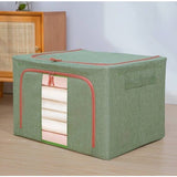 Cutie de Depozitare Pliabila, Vivimall, Cu fermoar Bidirectional, 66 L, Textil, 50x40x33 cm, Cadru Metalic, o Fereastra, Suport Baza Stabil din Plastic, Verde - vivimall.ro