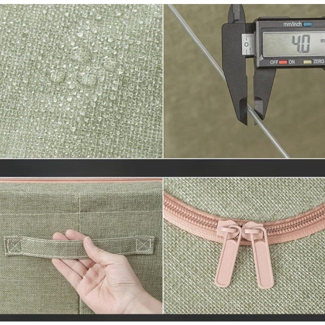 Cutie de Depozitare Pliabila, Vivimall, Cu fermoar Bidirectional, 66 L, Textil, 50x40x33 cm, Cadru Metalic, o Fereastra, Suport Baza Stabil din Plastic, Verde - vivimall.ro