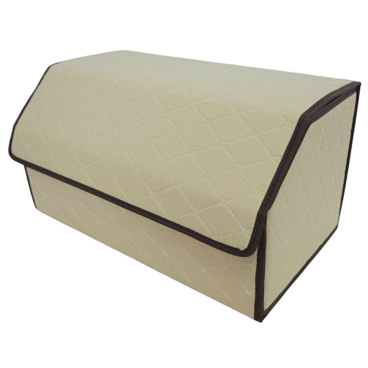 Cutie de Depozitare Auto, Flippy, Organizator Premium Portbagaj, 2 Compartimente Depozitare, Geanta Multifunctionala  din Piele Ecologica, Pliabil  si Rezistent la Uzura, Bej Deschis, 55 x 30 x 30cm - vivimall.ro