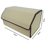 Cutie de Depozitare Auto, Flippy, Organizator Premium Portbagaj, 2 Compartimente Depozitare, Geanta Multifunctionala  din Piele Ecologica, Pliabil  si Rezistent la Uzura, Bej Deschis, 55 x 30 x 30cm - vivimall.ro