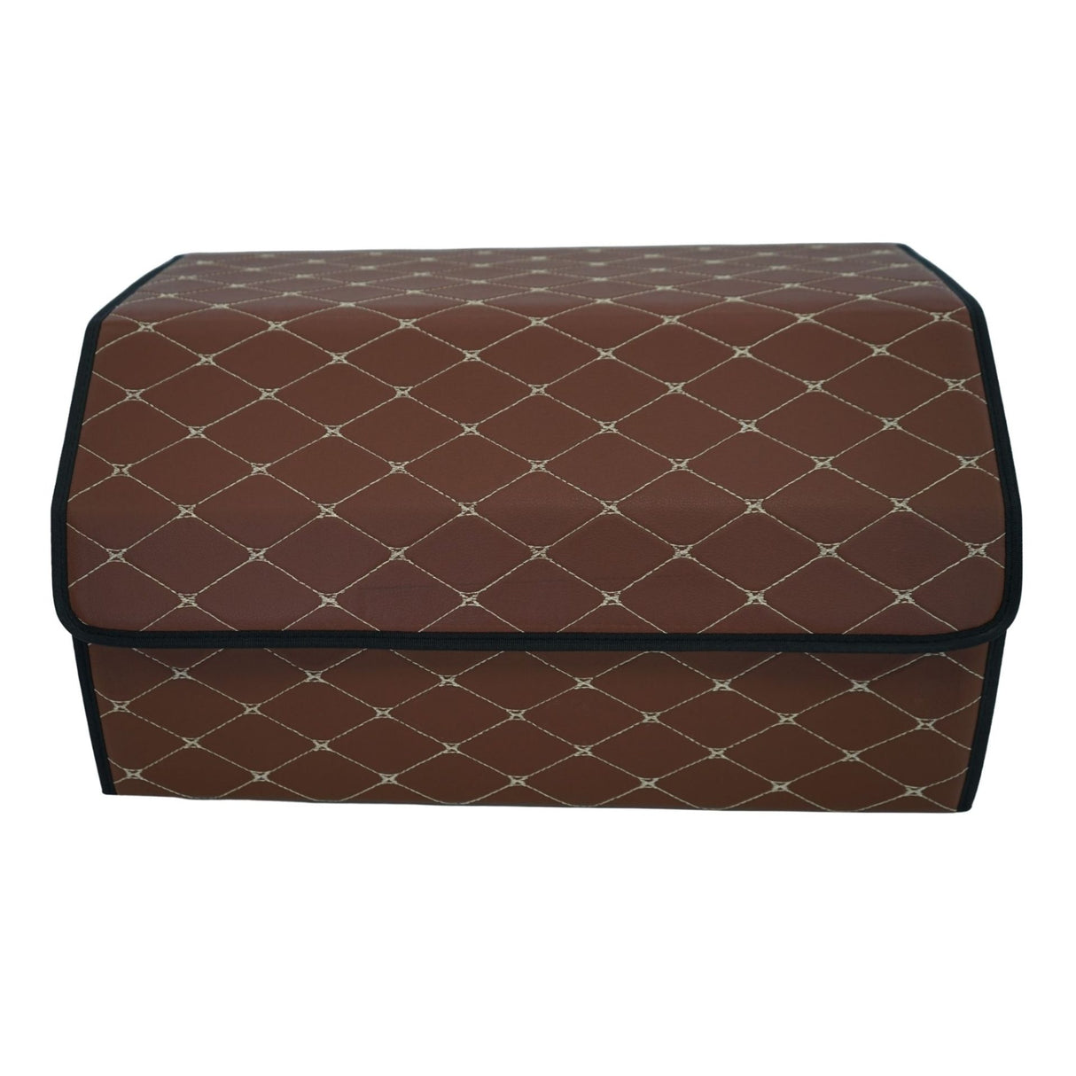 Cutie de Depozitare Auto, Flippy, Organizator Premium Portbagaj, Geanta Multifunctionala  din Piele Ecologica, 2 Compartimente Depozitare, Pliabil, Rezistent la Uzura, Maro Inchis, 55 x 30 x 30cm - vivimall.ro